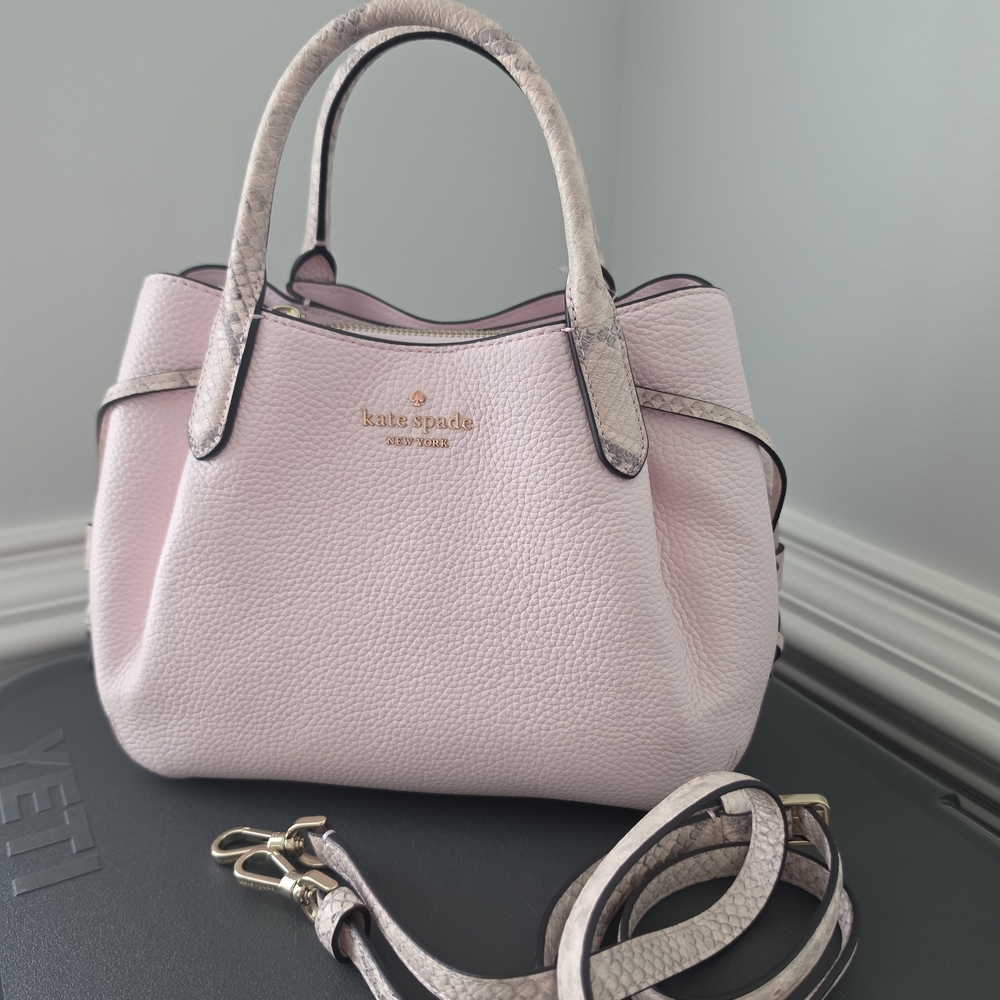 Kate Spade Pink Leather Satchel with Snake-Trim Handles